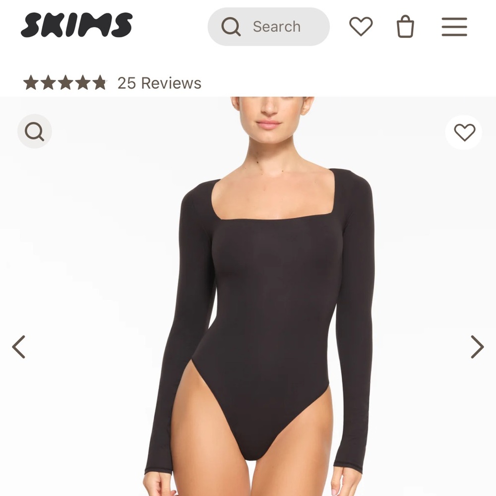 SKIMS NEW WITH TAGS SQUARE NECK FITS EVERYBODY BODYSUIT SIZE SMALL